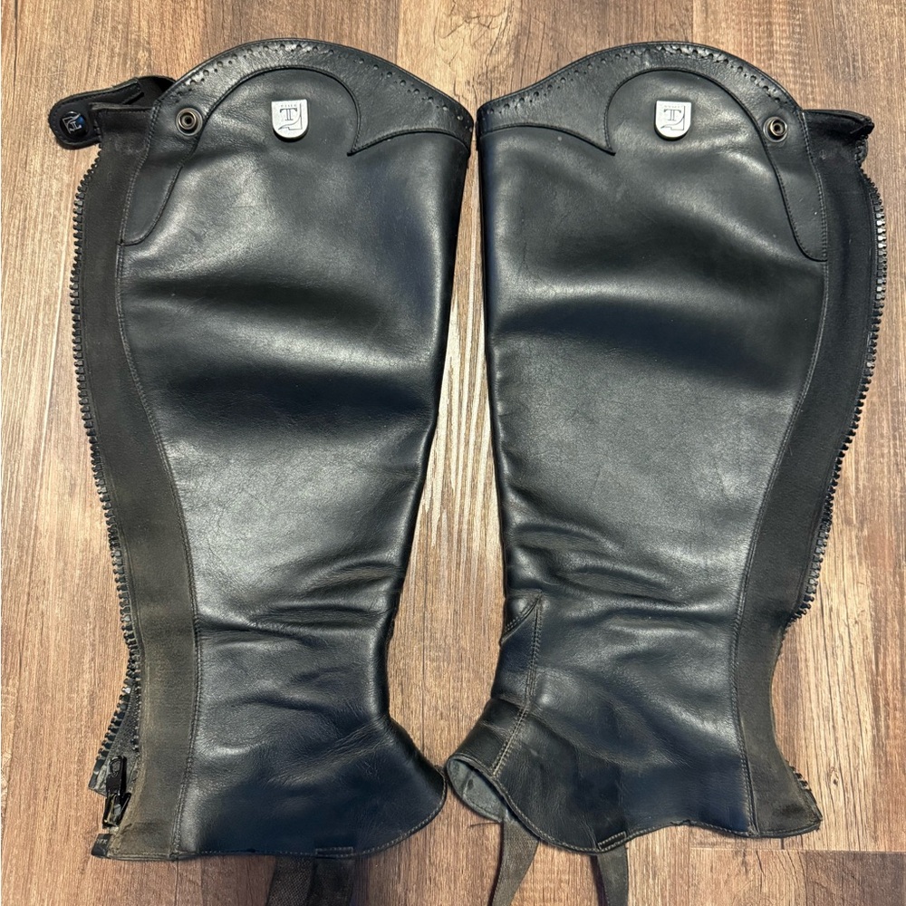 Tucci Black Leather Half Chaps